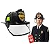 Nicky Bigs Novelties Fire Chief Plastic Helmet with Folding Visor Costume, Black/Yellow, One Size