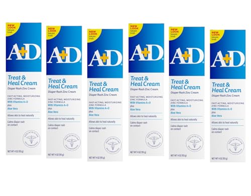 A+D Treat & Heal Zinc Oxide Diaper Rash Ointment, 4 oz (Pack of 6)