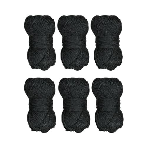 Image of Black Ply Acrylic Wool Oon Yarn for Knitting & Crochet, 6 Balls Set, Soft Lightweight Craft Yarn for DIY Knitting, Crochet Projects, Sweaters, Scarves, Baby Clothing & Handmade Crafts