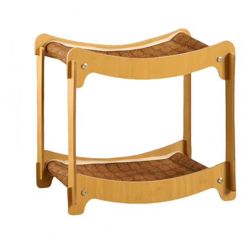 Stewlt 猫用 爪とぎ ベッド 一体型 段ボール 耐久性 すべり止め 多機能 おもちゃ 付き 省スペース (ペット用クールマット 二段式ハンモック)