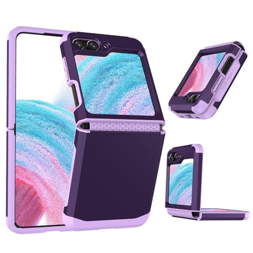 Coque Galaxy Z Flip 5 haut de gamme violette rigide et charnière armure