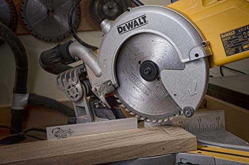 Dewalt 250 mm Paneelsäge DWS778 (1.850 Watt, Gehrungseinstellung 50° links u. rechts, 85 mm max. Schnitttiefe, Sägeblattmasse 250 x 30 mm, Neigungseinstellung 48° links, Alu-Druckguss Sägetisch)