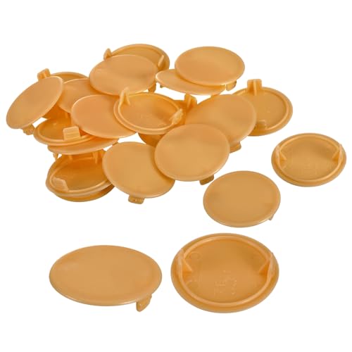 Image of uxcell 20Pcs Hinge Hole Covers, 35mm(1 3 /8 inch) Dia Plastic Concealed Hole Cover Round Flush Type Caps for Furniture Cabinet Cupboard, Orange