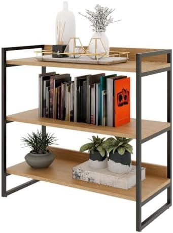 Estante Industrial 3 Prateleiras, Estrutura Metálica Preta, MDP A...