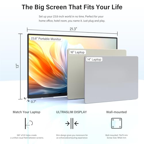 Image of InnoView Large Portable Monitor 23.8inch FHD 1080P 144Hz USB-C, HDMI Computer Display HDR 100% sRGB IPS Gaming Monitor W /180Adjustable DC Eyes Care Stand for Laptop PC MAC Phone PS4 Xbox Switch