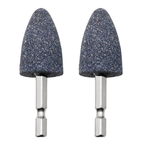 2PCS Grinding Wheel Drill Attachments - Hex Shank Corundum Bits - Grinding Bits for Polishing Deburring Carving - Cone Abrasive Heads for Electric Drill (Gray)