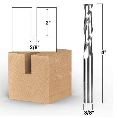 Image of YONICO Upcut Router Bits Spiral 2 Flute Solid Carbide CNC End Mill 3 /8-Inch Dia. 3 /8-Inch Shank 31298-SC