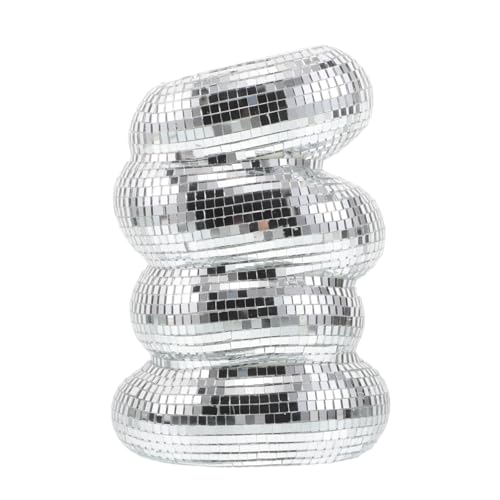 Vaguelly Vase À Fleurs Miroir Spirale ArgentéE - Sculpture Disco Scintillante ÉLéGante pour DéCoration IntéRieure Table De FêTe Salle De Bain Ou...