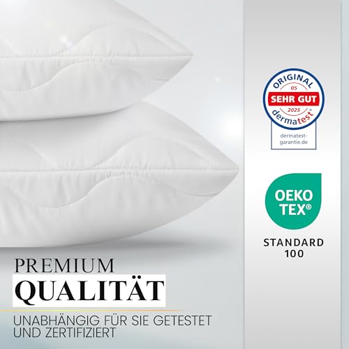 Gentle North Hochwertige Kopfkissen 80x80 cm groß in Hotelqualität - Flauschiges, gut gefülltes Schlafkissen für Allergiker geeignet (Ökotex 100 Zertifiziert) - 60° Waschbar