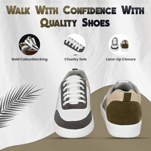 Image of STANPHORD Men Colourblock Chunky Sneakers | Synthetic Lace-Up Sports Casual Shoes | Rubber Sole | Streetwear Walking College Wear (TPBT 8011)