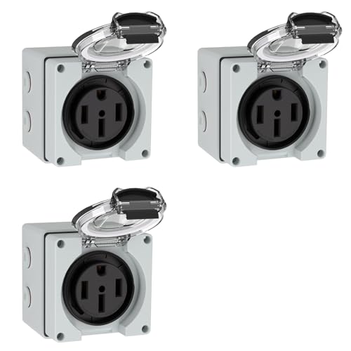 Boîtier de Prise de Courant NEMA 14-50R 50A 125/250V Étanche pour Véhicule Électrique x3