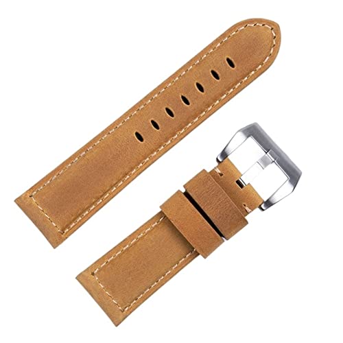 Bracelet montre vintage en cuir Crazy Horse fait main style Panerai 24mm