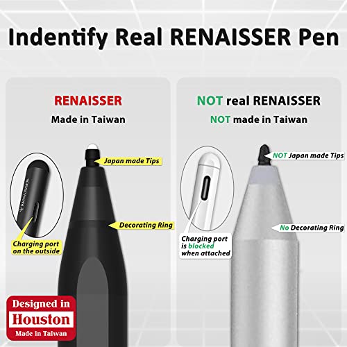 Image of RENAISSER Raphael 520C Stylus Pen for Surface, USB-C Charging, Designed in Houston, Made in Taiwan, 4096 Pressure Sensitivity, Match Surface Pro 9 & Pro 8 /Laptop 5, Magnetic Attachment