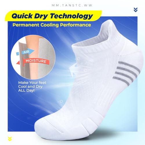 Image of TANSTC Athletic Running Ankle Socks,6Pairs Cushioned Low Cut Anti-Blister Tab Sports Sock Men Women