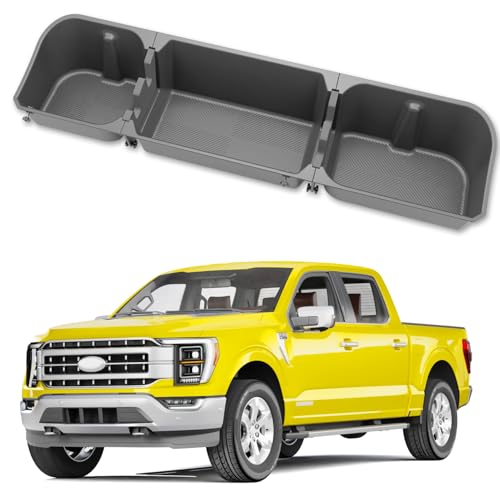 KINGGERI Under Seat Storage Boxes Compatible with 2015-2026 Ford F-150 F150 SuperCrew Cab 2017-2026 Ford F-250 F-350 F-450 F-550 Super Duty Upgraded Rear Under Back Seat Cargo Tool Box Organizer