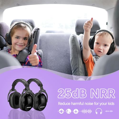 Image of ZOHAN Kids Ear Protection 2 Pack, 25dB NRR Noise Cancelling Headphones for Kids, with Pillowy Pads, for Monster Truck, School, Autism, Sensory, Fireworks, Concerts, Events (Black+Black)