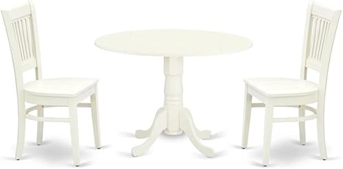 Miniatura 19 de East West Furniture DLVA5-BLK-W, juego de 5 piezas para comedor que incluye una mesa redonda con hojas plegables y 4 sillas de cocina, 42x42 2-Negro