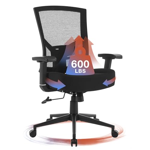 MAHOMICO Big and Tall Office Chair 600lbs with Lumbar Support for Eight Hour Daily Work Ergonomic Mesh Desk Chair Widen 3D Cushion for Reading, Gaming