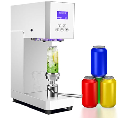 GESAIDES Selladora Automática de latas, Selladora de Vasos Eléctrica de 370 W con Contador y Pantalla LCD, Máquina para Cerrar y Tapar latas de 5,5 cm (2,2 Pulgadas) de Diámetro.,White