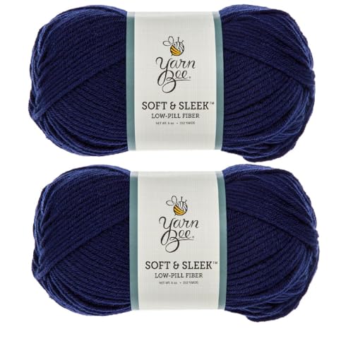 Image of Hobby Lobby Yarn Bee Soft & Sleek Yarn, 405 Navy, Set of 2 | 4 Medium Weight, 100% Low Pill Acrylic, 232 Yards Per Skein