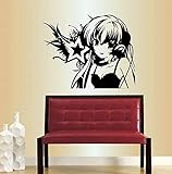 HUJL Wandtattoo Vinyl Wandtattoos Anime Manga Mädchen Kopfhörer und Sterne jeder Raumkunst Aufkleber