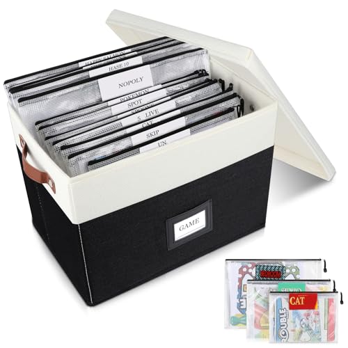 HLWGOG Board Game Storage, Board Game Organizer with 12pcs Zipper