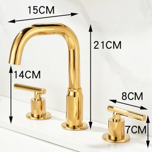 Mezclador de baño de 3 agujeros para lavabos dobles con caño giratorio 360 y mandos de cromo 5