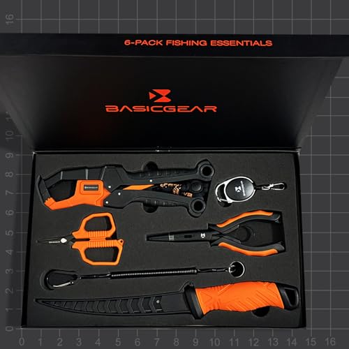 BasicGear Fishing Tool Kit, Pliers, Gripper, Scissors, Knife, Orange - image 8