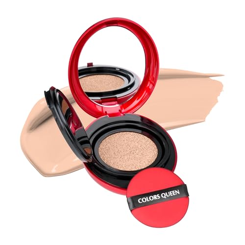 Image of Colors Queen Red Cushion Foundation | Ultra-Light Weight Formula | Satin Glow Finish with Full Coverage | Nourishing & Hydrating | 72 Hours Long Lasting Cushion Foundation for Women | Suitable for All Skin (01 - Fair Ivory, 18g)