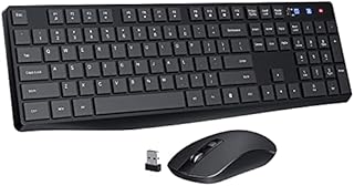 PONVIT PC230 Wireless Keyboard Mouse Combo, Energy Saving, Slim Quick 2.4GHz Cordless Full Size Computer Keyboard Silent & 3 Adjustable DPI USB Mouse Independent On/Off Switch for PC Laptop, Black