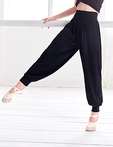 Kids Modal Harem Pants Black Loose Dance Pilate Active Pants #TOP6