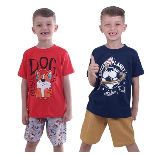 Kit 4 Peças Roupa Infantil Menino Bebe Camisetas e Bermudas 2 Conjuntos Masculino Tamanho:8