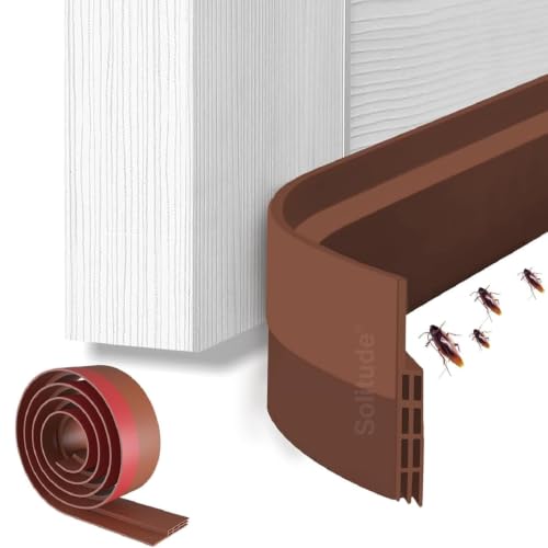 Image of Solitude Silicone Door Bottom /Under Gap Filler Rubber Sealing Strip, Door Sealer Strip for Cockroach, Insect and Bugs, Seal Air & Dust, Brown (39 inches)