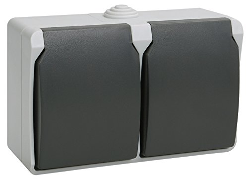 Preisvergleich Produktbild Aufputz Steckdose IP54 Feuchtraum 2-fach