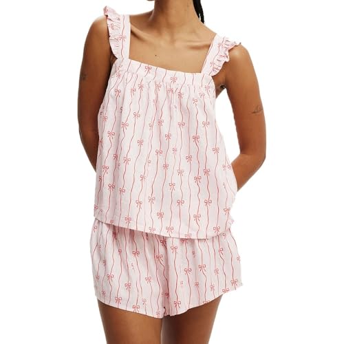 Image of ROAONOCOMO Women Floral Pajama Set Ruffle Babydoll Cami Top Coquette Pj Set Gingham 2 Piece Shorts Outfit Bridal Loungewear