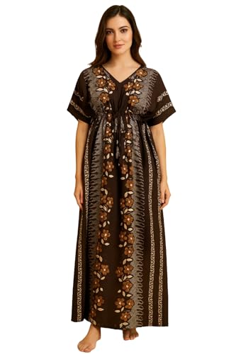 Image of Bahumaan Pure Cotton Kaftan Nighty for Women | Kaftan Maxi for Women | Kaftan Night Gowns for Women | Cotton Nighty for Women Stylish |