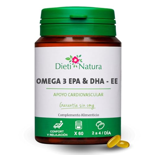 Dieti Natura Omega 3 2000mg - 700mg EPA y 500mg DHA - 200 Cápsulas Blandas de Aceite de Pescado - Fuente de Ácidos Grasos Esenciales que Ayudan a Regular el Colesterol - Beneficios cardiovasculares