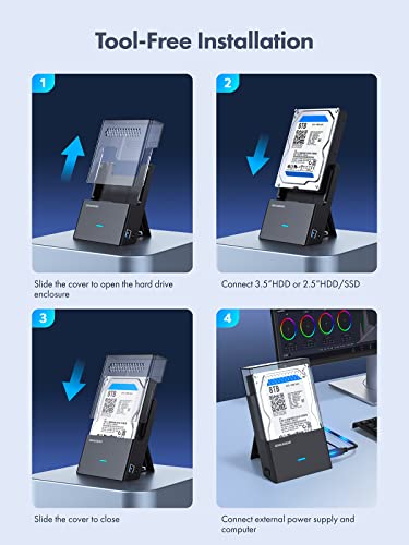 Caja externa para discos HDD/SSD de 3.5/2.5 pulg USB 3.2 miniatura 4