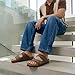CUSHIONAIRE Lane Cork Footbed Mens Sandals, Adjustable Buckle Comfort Slides for Men, Genuine Leather Insole Summer Sandals Men Footwear, BROWN 11