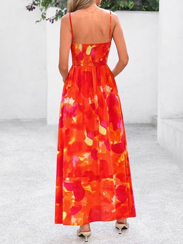 Image of PRETTYGARDEN Women Summer Maxi Dresses 2026 Spaghetti Strap Boho Floral Striped Wedding Guest Beach Vacation Flowy Long Dress