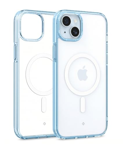 Image of Spigen Caseology Quartz Crystal Mag Back Cover Case for iPhone 15, MagSafe Compatible, Clear Transparent - PC+TPU | Crystal Blue