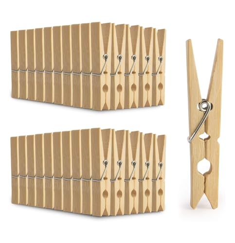 7.2cm Bamboo Pegs Pack of 100 Wooden Clothes Pegs for Washing Line