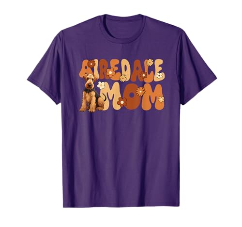 Airedale Terrier Groovy World's Best Airedale Mom T-Shirt