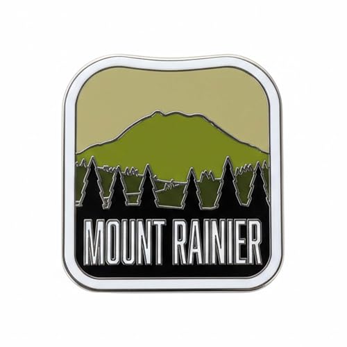 Vagabond Heart Mount Ranier Pin - Hard Enamel Lapel Badge Washington NPS Souvenir - Metal Travel Mount Rainier National Park Pin for Backpack Jacket Hat - NPS Collectible for Travelers Men Women - 1.25" Inch Rubber Clutch Back
