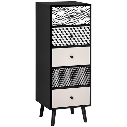 STRUTTURA STABILE: Questa cassettiera moderna è realizzata con pannelli in MDF e solide gambe in legno, che donano una elevata stabilità per sostenere fino a 40kg.