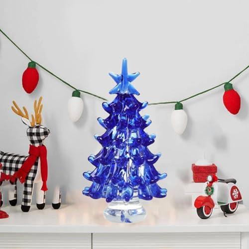 Árbol de Navidad de mesa con acabado de vidrieras para una decoración elegante 7