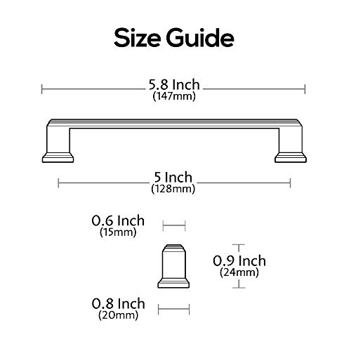 Alzassbg 15 Pack Brushed Satin Nickel Cabinet Pulls, 5 Inch(128mm) Hole Centers Cabinet Handles Kitchen Hardware for Cabinets and Drawer AL3071SN