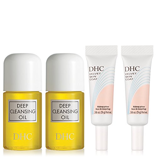 DHC Travel Favorites 4 Pack, includes 2 Deep Cleansing Oil Mini 1 fl. oz. and 2 Velvet Skin Coat Mini .18 oz.