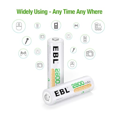 Image of EBL 2800mAh AA Rechargeable Batteries - High Capacity Ni-MH Batteries