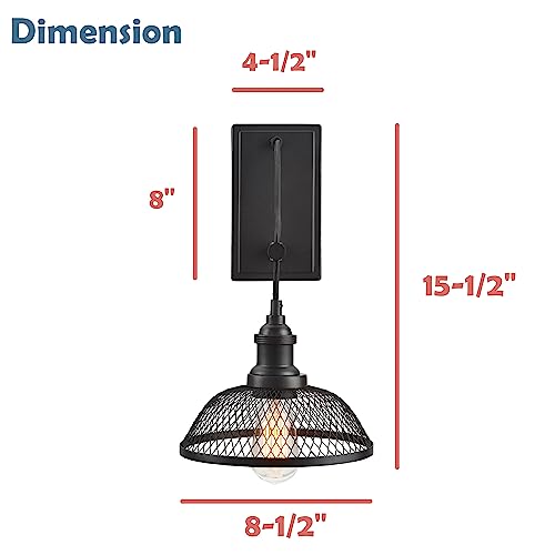 Image of Aspen Creative 62093, One-Light Metal Bathroom Vanity Wall Light Fixture, 8 1 /2 inch Wide, Transitional Design in Bronze with Metal Mesh Shade